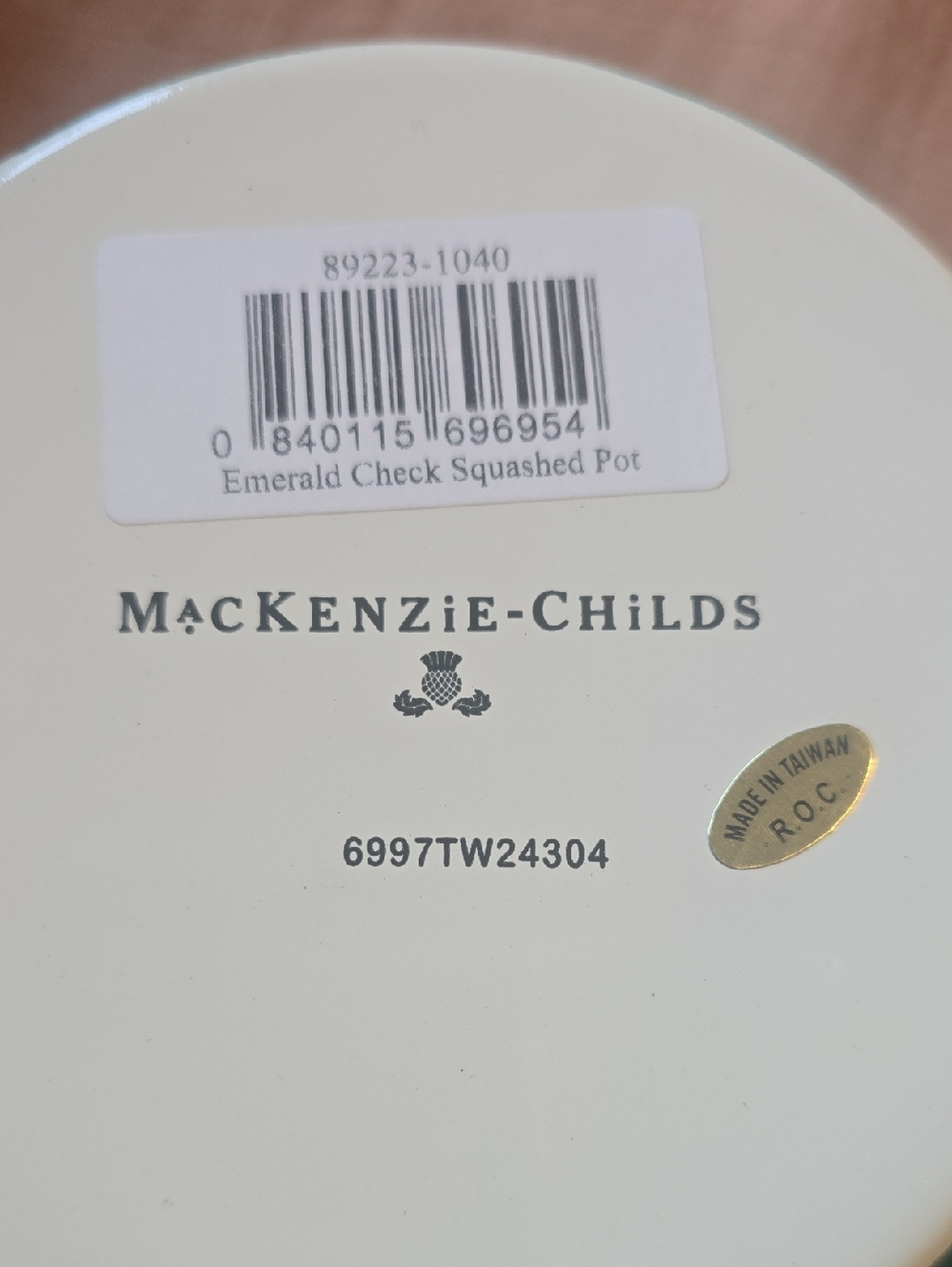 NEW!!! MacKenzie-Child Emerald Check Squashed Pot - Picture 5 of 12